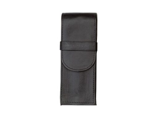 Alassio Pennenetui voor 3 stuks zwart leer 14 x 6 x 2,5 cm