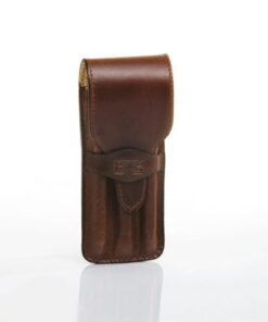 Pennenetui zadelleer Mika voor 3 pennen, ca 17 x 7 x 2 cm,  bruin