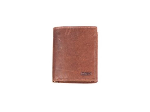 Portefeuille Mika bruin RFID. Leer. 12x10x2,5cm