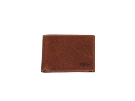 Portefeuille Mika bruin RFID. Leer. 12x9,5x2,5cm