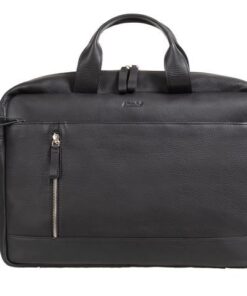 Laptop aktetas Alassio TIBER. Zwart leer.