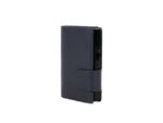 Pasjeshouder Clicksafe nappaleer blauw/zwart RFID 8 pasjes met opbergvak voor muntgeld
