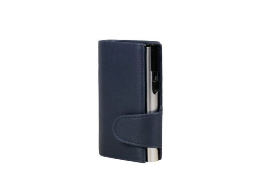 Pasjeshouder Clicksafe kunstleer blauw/zilver RFID