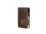 Pasjeshouder Clicksafe jachtleer bruin/zilver RFID 8 pasjes met opbergvak voor muntgeld