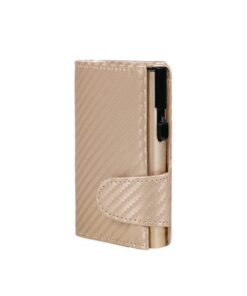 Pasjeshouder Clicksafe kunstleer carbon champagne RFID