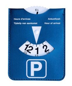 Parkeerschijf Kangaro in blauwe kunstlederen houder