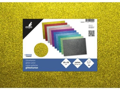 Kangaro KTC Glitterkarton Kangaro pak 10 vel 25x35cm, 10 kleuren 300    grams