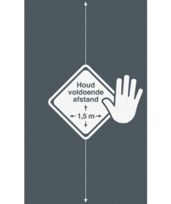 Kangaro KTC Deurmat Kangaro AFSTAND HOUDEN 90x150cm, dikte is 6 mm      antraciet met witte tekst