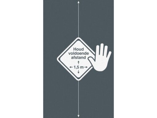Kangaro KTC Deurmat Kangaro AFSTAND HOUDEN 90x150cm, dikte is 6 mm      antraciet met witte tekst