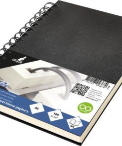 Dummyboek Kangaro A5 blanco 80 vel, wire-o, zwart linnen kaft