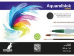 Aquarelpapier Kangaro blok 17x24cm 300 gram 16 vel zwart, 3 zijden verlijmd