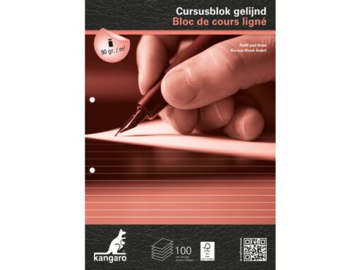 Kangaro KTC Cursusblok Kangaro A4 lijn 8mm 90 grams 100 vel