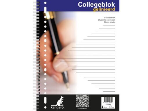 Kangaro KTC Collegeblok Kangaro A4 23-gaats 60 grams 80 blad gelinieerd krimp a 5 stuks