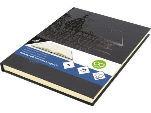 Dummyboek Kangaro A5 zwarte harde dessin cover 80 blad 140  grams cream papier