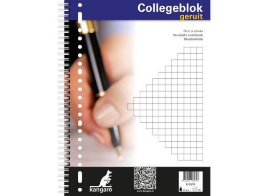 Kangaro KTC Collegeblok Kangaro A4 60 grams 23 rings 80 blad ruit 10mm, 5 stuks