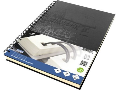 Dummyboek Kangaro A4 Wire-o cream hard cover 80 blad 140 grams zwart design