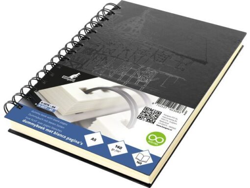 Dummyboek Kangaro A5 Wire-o cream hard cover 80 blad 140    grams zwart design