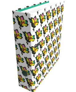 Kangaro KTC Ordner breed hello sunshine 7.5cm rug.A4. Met grijpgat,     twee sleuven en papieraandrukker. Met heftboom mechaniek