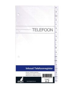 Kangaro KTC Inhoud tbv telefoonregister Kangaro A-Z 4-gaats