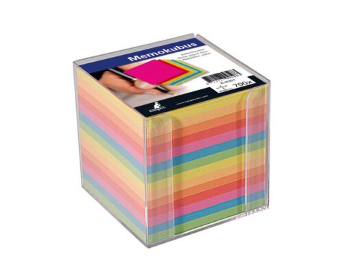 Memokubus met inhoud Kangaro 9,5x9,5x9,5cm 700 vel assorti kleuren
