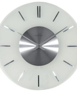 Wandklok NeXtime dia. 40 cm, melkglas, 'Stripe' Radio       Controlled