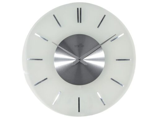 Wandklok NeXtime dia. 40 cm, melkglas, 'Stripe' Radio       Controlled