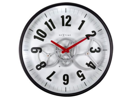 Wandklok Nextime 36cm Gear Clock wit metaal/glas