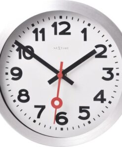 Wandklok NeXtime dia. 19 cm, geborsteld aluminium, 'Station'