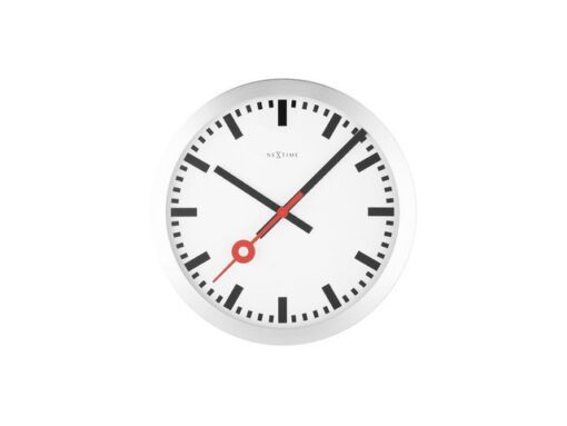 Wandklok NeXtime dia. 19 cm, geborsteld aluminium, 'Station'