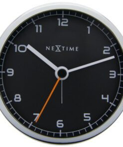 Wekker NeXtime 9 x 9 x 7.5 cm, metaal, zwart, 'Company      Alarm'