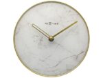 NeXtime - Tafelklok - Ø 20 cm - Glas / Metaal - Wit -       'Marble'