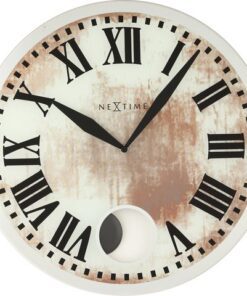 Wandklok NeXtime dia. 43 x 4.2 cm, glas, wit, 'Romana'