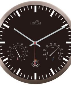 Wandklok Nextime dia 25cm zwart aluminium Radio Controlled