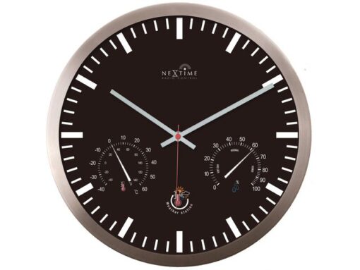 Wandklok Nextime dia 25cm zwart aluminium Radio Controlled