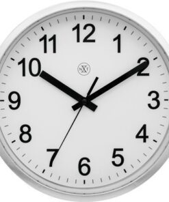 NeXtime wandklok NXT diam. 25,5 kunststof zilver, witte wijzerplaat