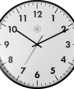 NeXtime wandklok NXT STIL UURWERK 40cm kunststof zwart, witte       wijzerplaat