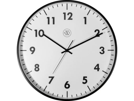 NeXtime wandklok NXT STIL UURWERK 40cm kunststof zwart, witte       wijzerplaat