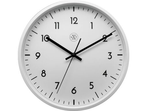 NeXtime wandklok NXT diameter 30cm kunststof wit, witte wijzerplaat