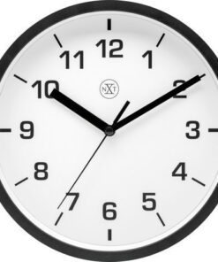 NeXtime wandklok NXT diameter 20cm kunststof zwart, witte           wijzerplaat