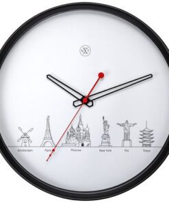 NeXtime Wandklok nXt Worldtour dia 30cm kunststof zwart