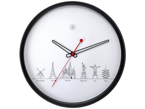 NeXtime Wandklok nXt Worldtour dia 30cm kunststof zwart