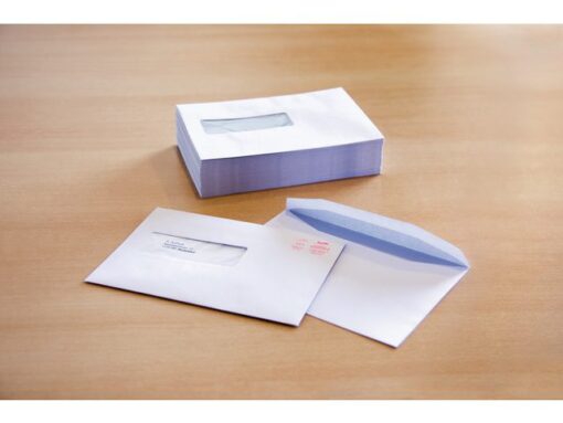 Dienstenvelop venster links Raadhuis 156x220mm EA5 wit met  plakstrip doos a 500 stuks