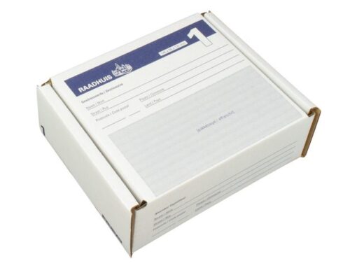 Postpakketdoos 1 Raadhuis 146x131x56mm bedrukt 5 stuks