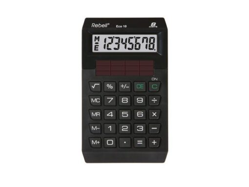 Calculator Rebell ECO 10 BX zwart hand 8 digit Blauwe Engel certificaat