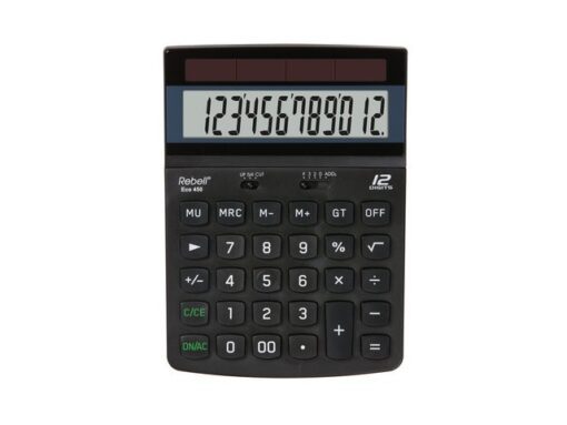 Calculator Rebell ECO 450 BX zwart desk 12 digit Blauwe     Engel certificaat