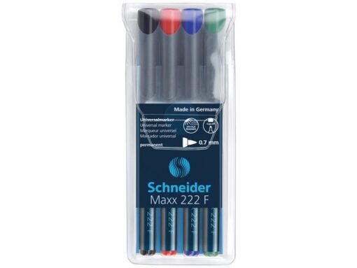 Universele marker Schneider Maxx 222 F permanent etui a 4   stuks assorti