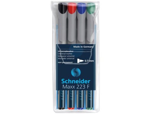 Universele marker Schneider Maxx 223 F non-permanent etui a 4 stuks assorti