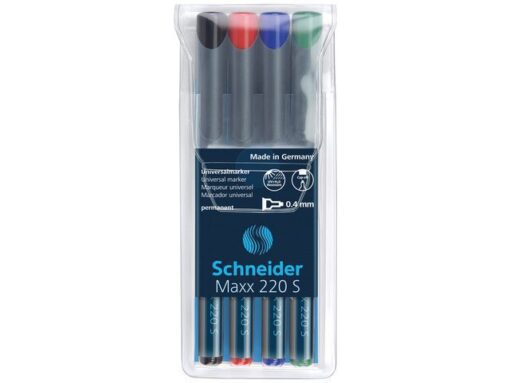 Universele marker Schneider Maxx 220 S permanent etui a 4   stuks assorti