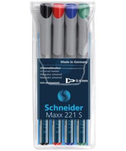 Universele marker Schneider Maxx 221 S non-permanent etui a 4 stuks assorti