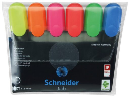 Tekstmarker Schneider Job 150 etui a 6 stuks assorti kleuren